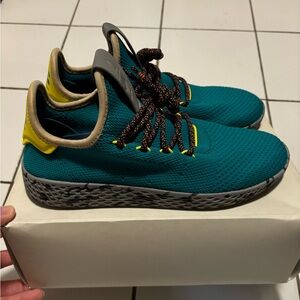 Adidas Green and Yellow Athletic Shoes with Knit Upper